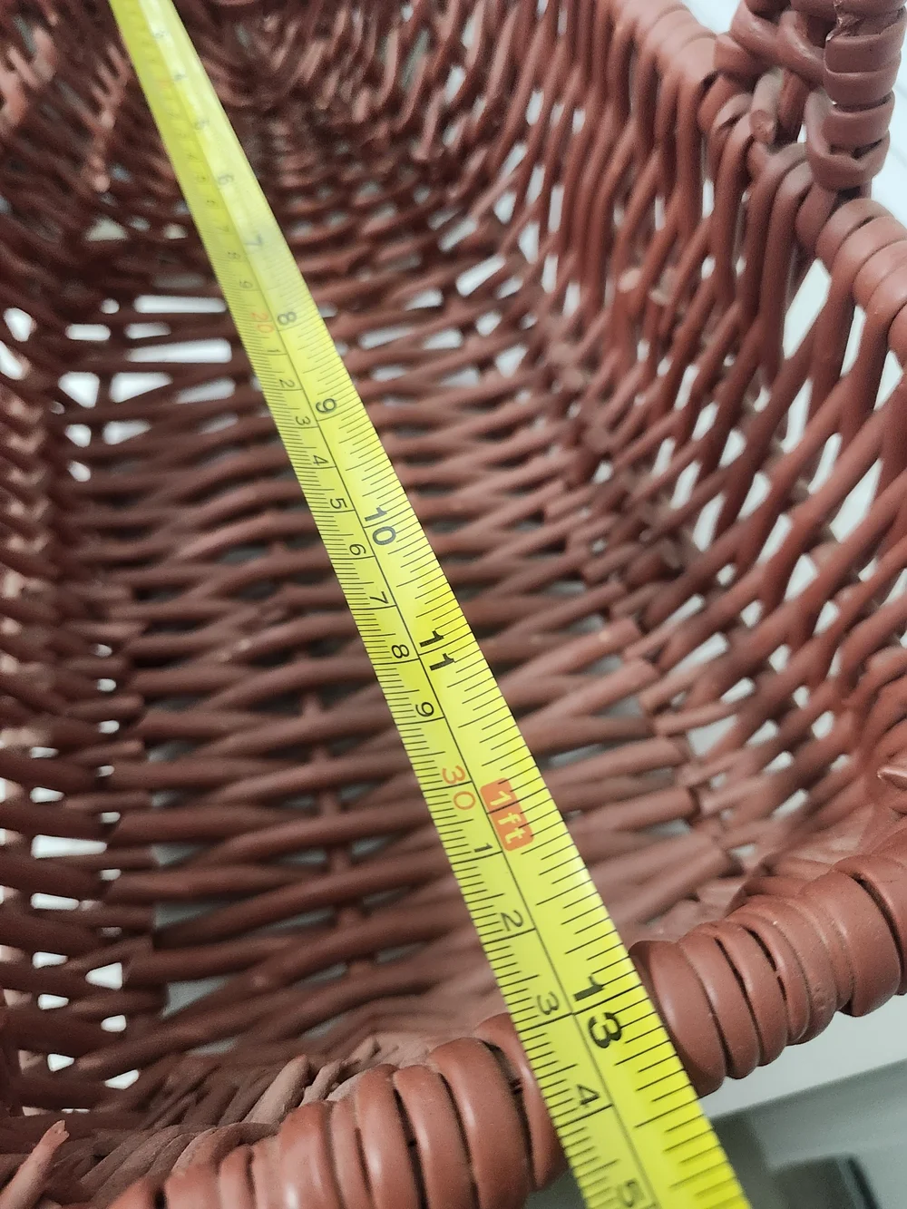 Handwoven Rust-Colored Decorative Storage Basket with Handle